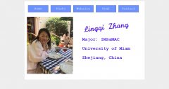Lingqi Zhang 5页面 外文英文 留学生个人主题网页 带鼠标经过图片 点击展开大图特效