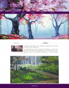 水粉画 6页面 绘画艺术  带设计说明 jquery图片轮播特效 滚动文字 动态php+mysql